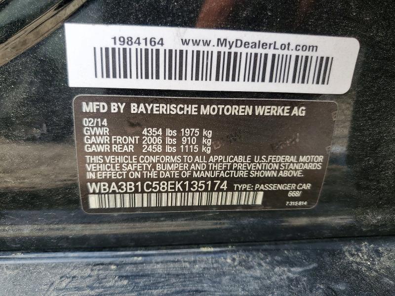 50347796 :رقم المزاد ، WBA3B1C58EK135174 vin ، 2014 Bmw 320 مزاد بيع