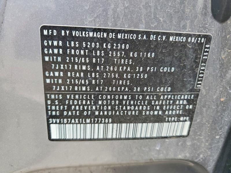 Aukcja sprzedaży 2020 Volkswagen Tiguan, vin: 3VV1B7AX1LM177369, numer aukcji: 51671816