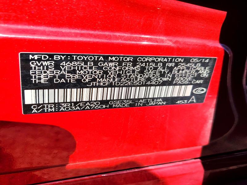 Продажа на аукционе авто 2014 Lexus Is, vin: JTHCF1D22E5014407, номер лота: 50379616