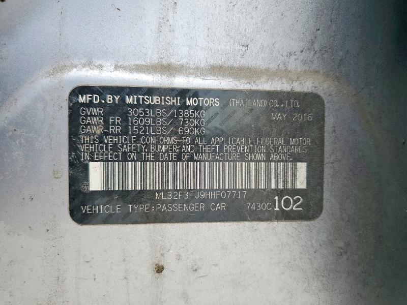 Aukcja sprzedaży 2017 Mitsubishi Mirage, vin: ML32F3FJ9HHF07717, numer aukcji: 49921096