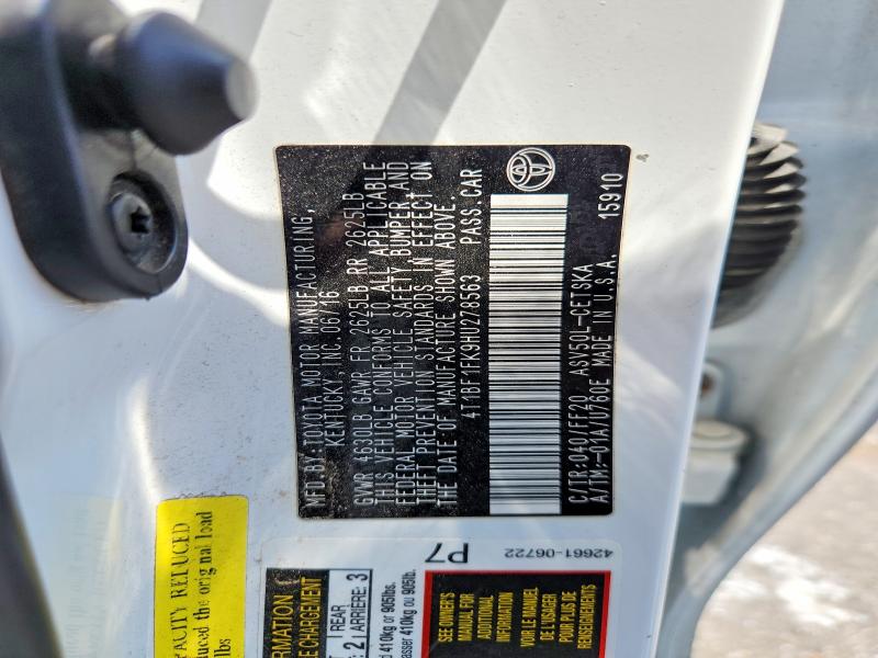 Aukcja sprzedaży 2017 Toyota Camry, vin: 4T1BF1FK9HU278563, numer aukcji: 51641016