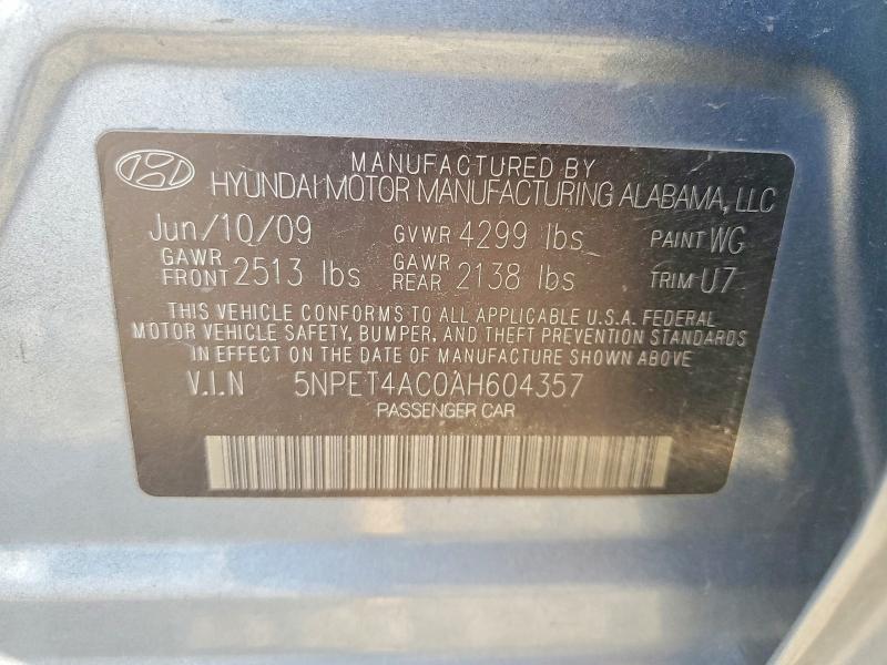 Aukcja sprzedaży 2010 Hyundai Sonata, vin: 5NPET4AC0AH604357, numer aukcji: 49135406