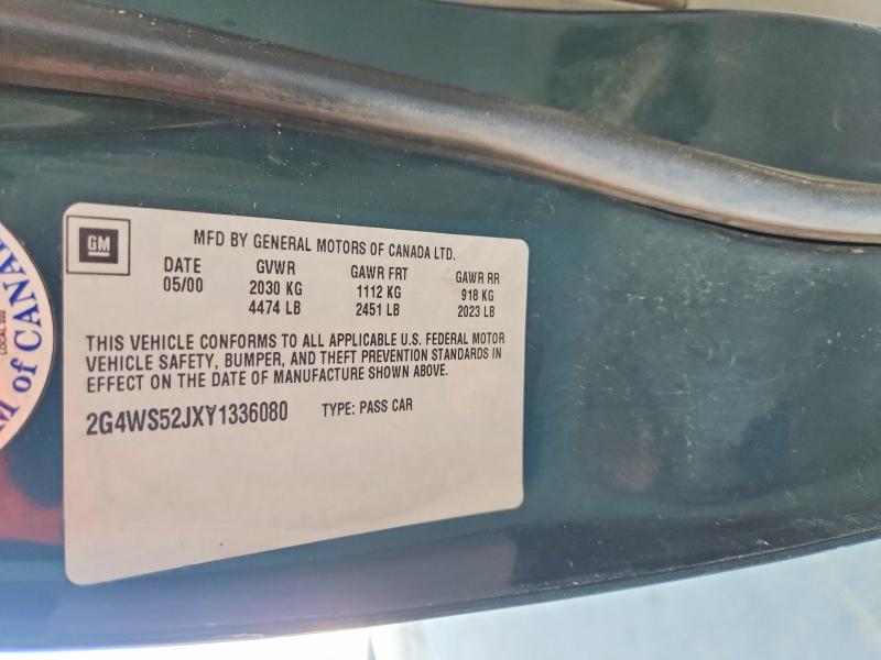Продаж на аукціоні авто 2000 Buick Century, vin: 2G4WS52JXY1336080, номер лоту: 50274556