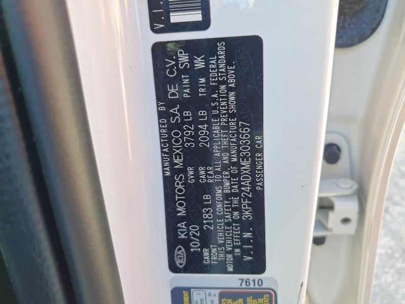 50417516 :رقم المزاد ، 3KPF24ADXME303667 vin ، 2021 Kia Forte مزاد بيع