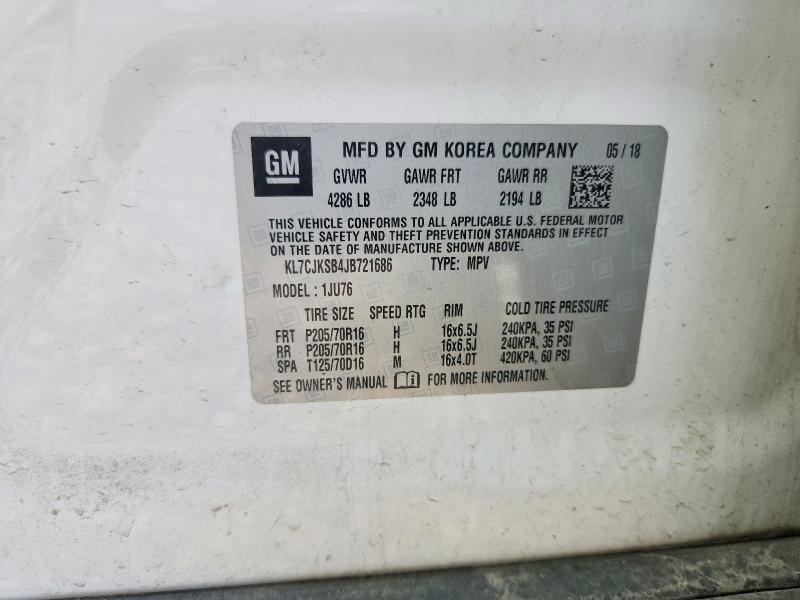 Продаж на аукціоні авто 2018 Chevrolet Trax, vin: KL7CJKSB4JB721686, номер лоту: 51477966
