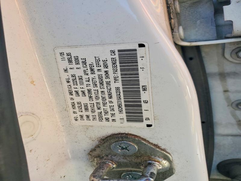 51870046 :رقم المزاد ، 1HGCM56316A042066 vin ، 2006 Honda Accord مزاد بيع
