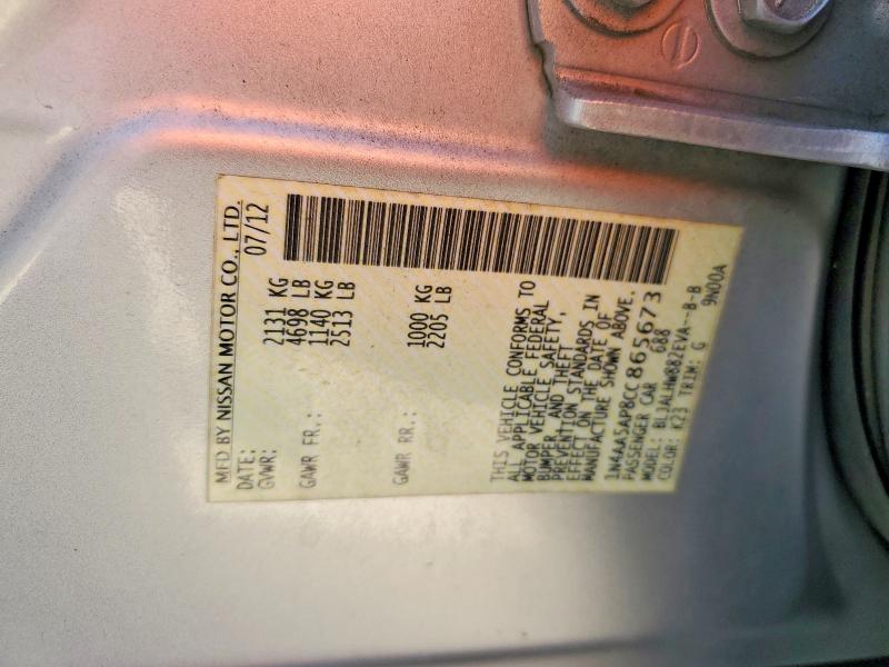50653256 :رقم المزاد ، 1N4AA5AP8CC865673 vin ، 2012 Nissan Maxima مزاد بيع