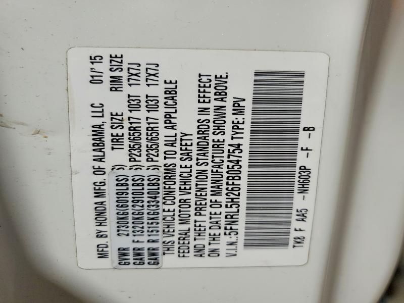 Продаж на аукціоні авто 2015 Honda Odyssey, vin: 5FNRL5H26FB054754, номер лоту: 48414396