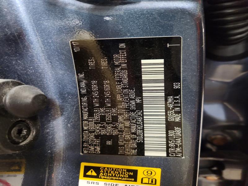 Aukcja sprzedaży 2018 Toyota Highlander, vin: 5TDJZRFH2JS487342, numer aukcji: 48913856