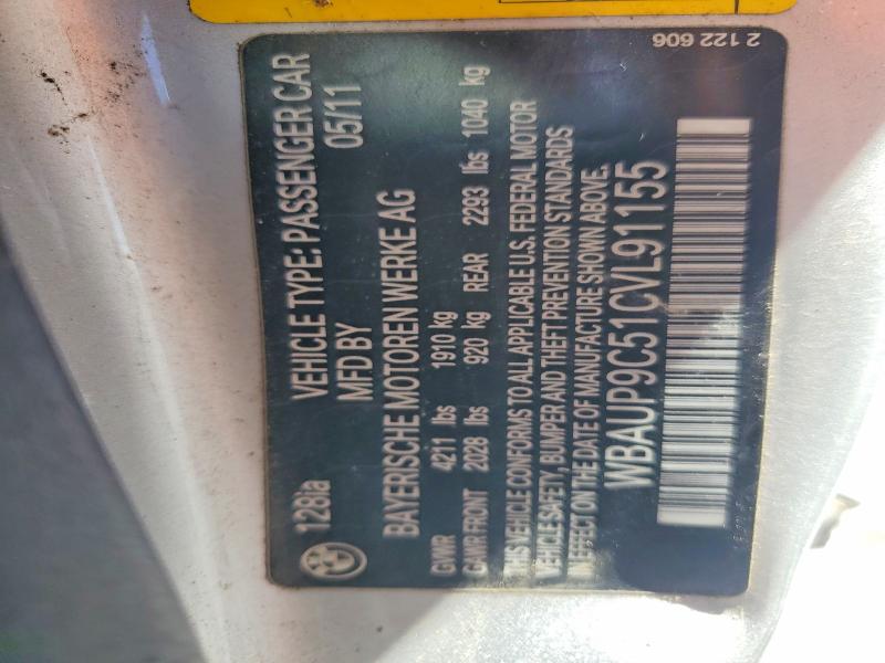 2012 Bmw 128 მანქანა იყიდება აუქციონზე, vin: WBAUP9C51CVL91155, აუქციონის ნომერი: 51561126