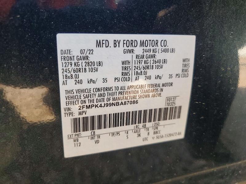 Aukcja sprzedaży 2022 Ford Edge, vin: 2FMPK4J99NBA87086, numer aukcji: 49990906