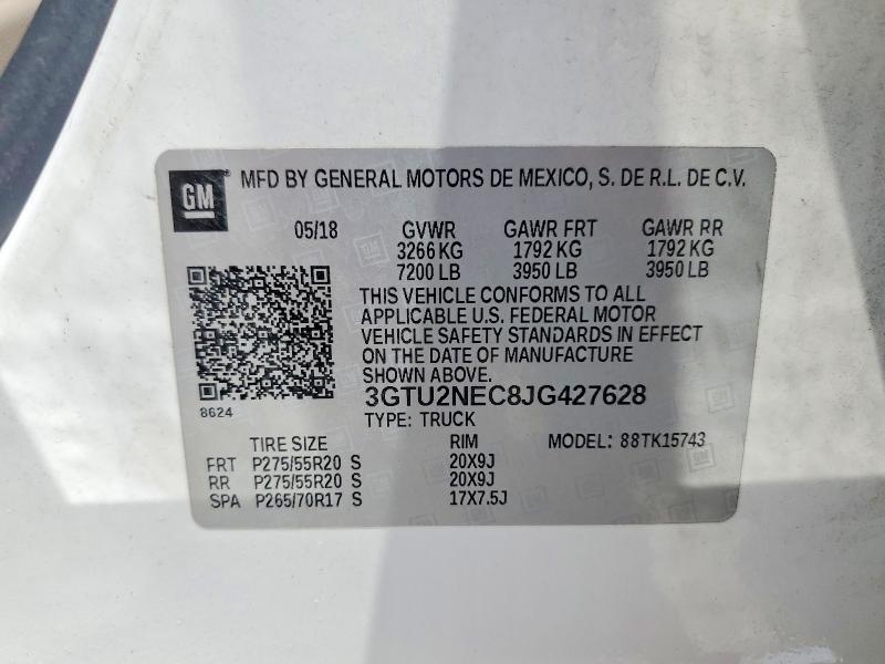 49174236 :رقم المزاد ، 3GTU2NEC8JG427628 vin ، 2018 Gmc Sierra مزاد بيع