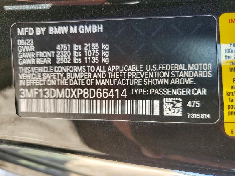 Продажа на аукционе авто 2023 Bmw M2, vin: 3MF13DM0XP8D66414, номер лота: 49974166