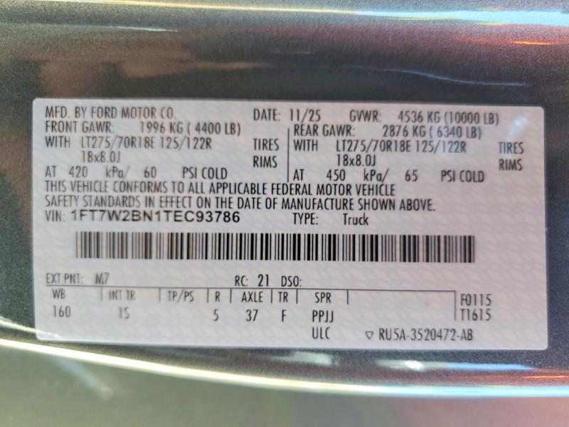 Aukcja sprzedaży 2026 Ford F250, vin: 1FT7W2BN1TEC93786, numer aukcji: 49154826