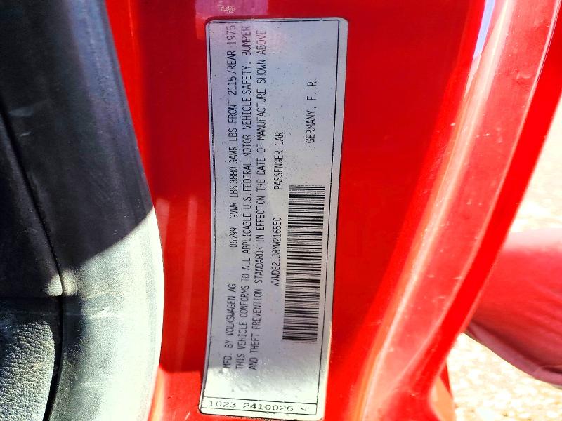 Aukcja sprzedaży 2000 Volkswagen Gti, vin: WVWDE21J8YW216550, numer aukcji: 50708456