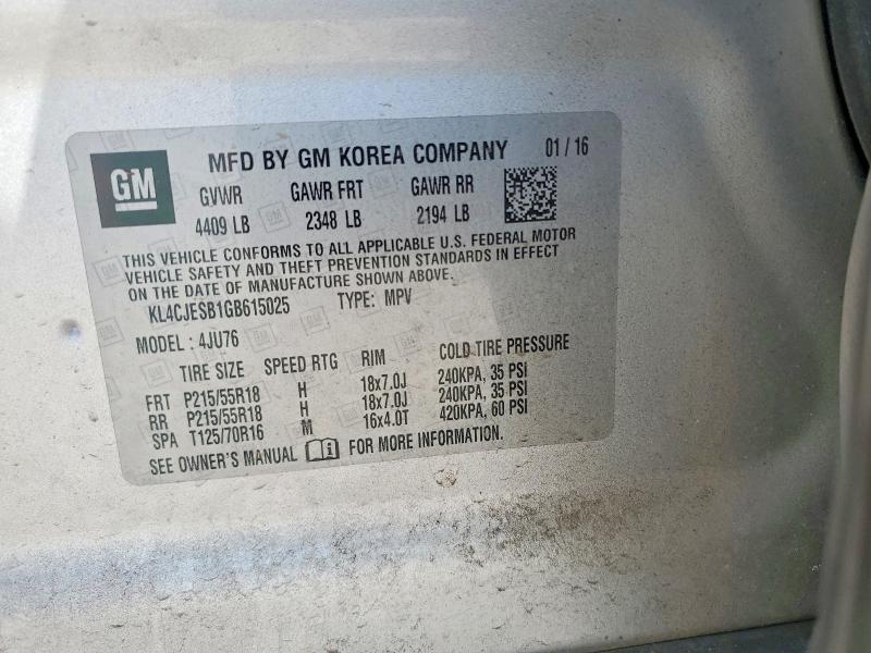 Auction sale of the 2016 Buick Encore, vin: KL4CJESB1GB615025, lot number: 50641846