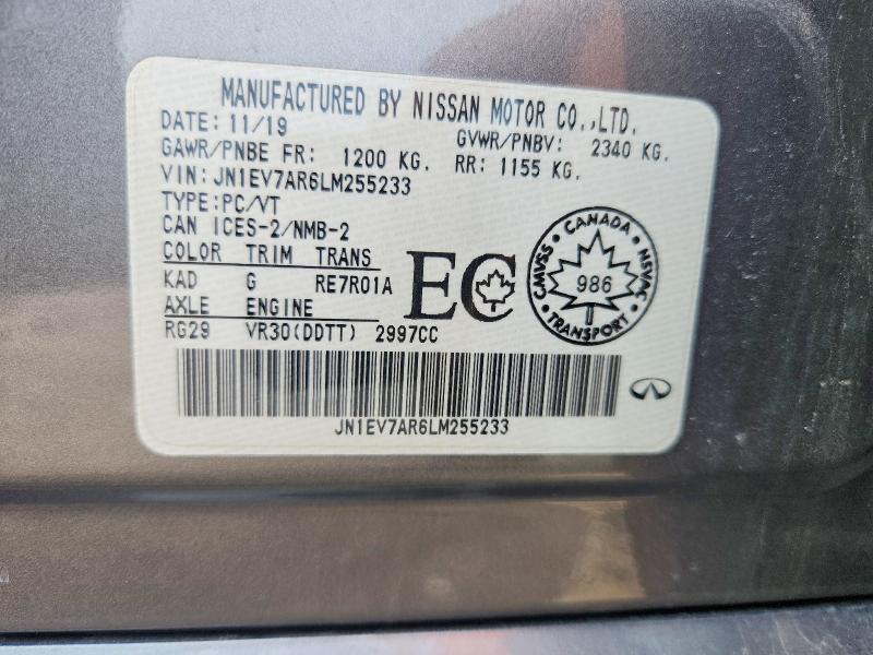 Aukcja sprzedaży 2020 Infiniti Q50, vin: JN1EV7AR6LM255233, numer aukcji: 50818636