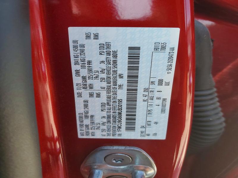 2021 Ford Escape მანქანა იყიდება აუქციონზე, vin: 1FMCU9G66MUB30195, აუქციონის ნომერი: 49249966