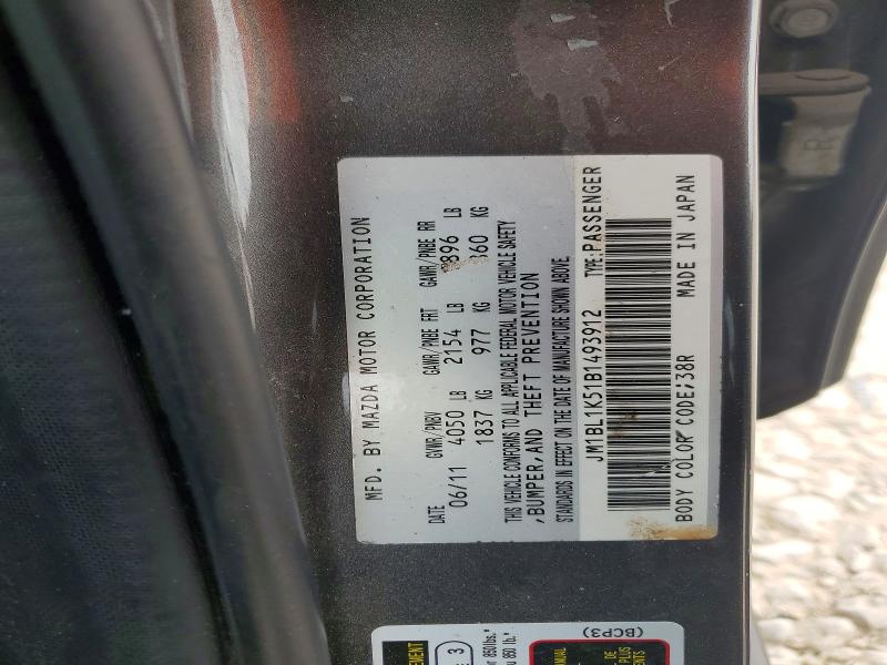 Продажа на аукционе авто 2011 Mazda 3, vin: JM1BL1K51B1493912, номер лота: 49074406