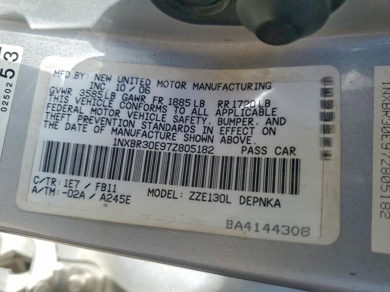 Продажа на аукционе авто 2007 Toyota Corolla L/le, vin: 1NXBR30E97Z805182, номер лота: 47236686