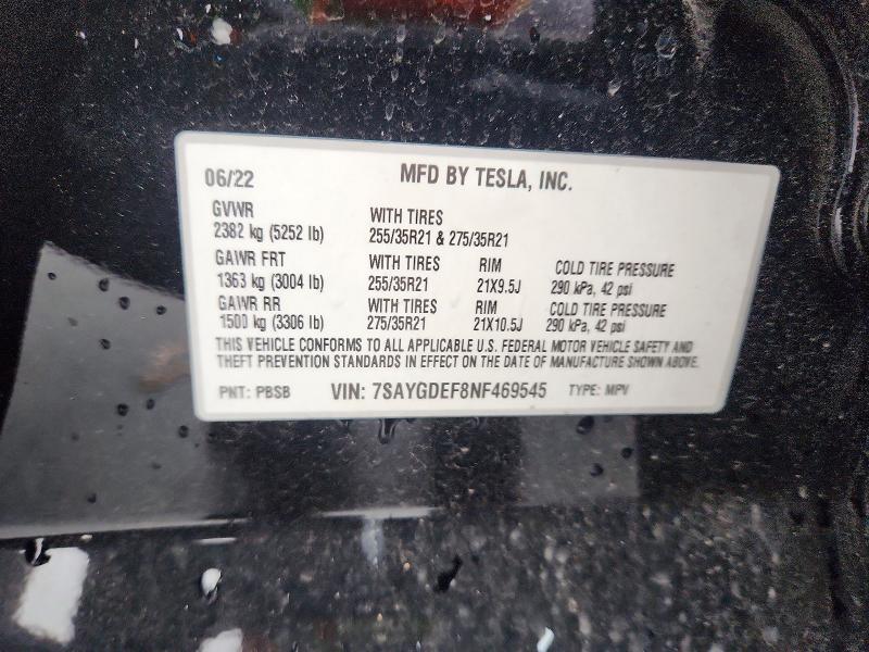 Aukcja sprzedaży 2022 Tesla Model Y, vin: 7SAYGDEF8NF469545, numer aukcji: 50970526
