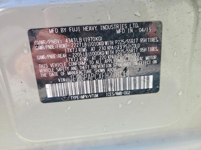 49975036 :رقم المزاد ، JF2GPAPCXFH278111 vin ، 2015 Subaru Xv Crosstrek مزاد بيع