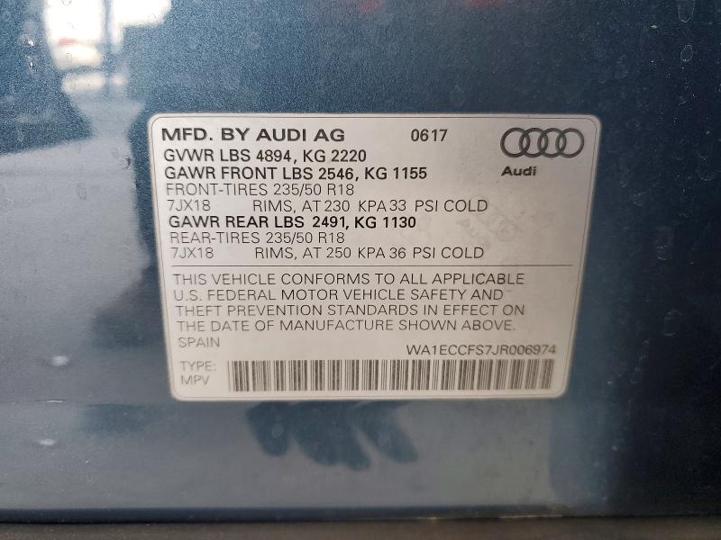 Aukcja sprzedaży 2018 Audi Q3, vin: WA1ECCFS7JR006974, numer aukcji: 50529466