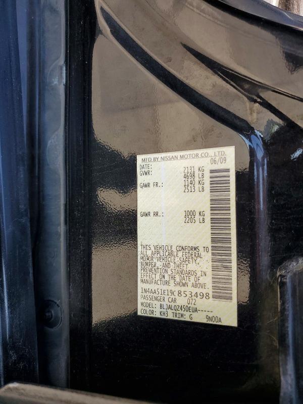 Продажа на аукционе авто 2009 Nissan Maxima, vin: 1N4AA51E19C853498, номер лота: 51840606