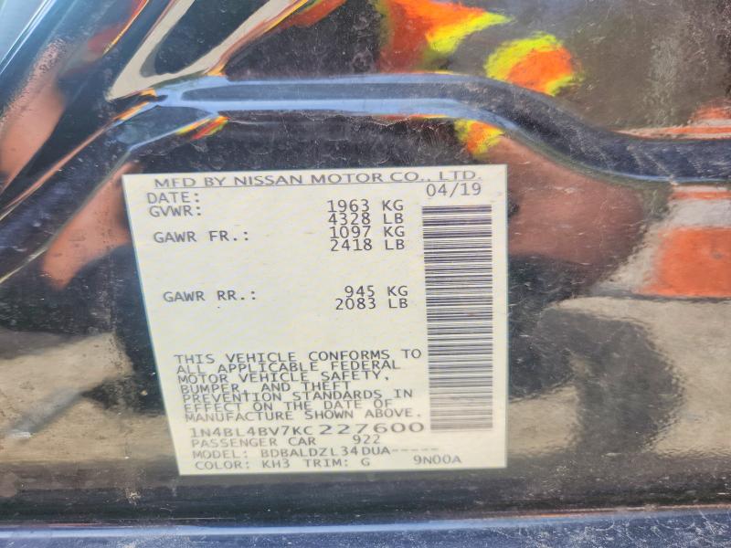 51618096 :رقم المزاد ، 1N4BL4BV7KC227600 vin ، 2019 Nissan Altima مزاد بيع