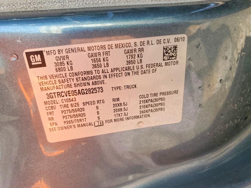 2010 Gmc Sierra მანქანა იყიდება აუქციონზე, vin: 3GTRCVE05AG282573, აუქციონის ნომერი: 50094306