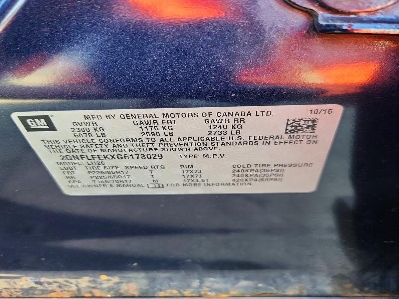 Продаж на аукціоні авто 2016 Chevrolet Equinox, vin: 2GNFLFEKXG6173029, номер лоту: 50093156