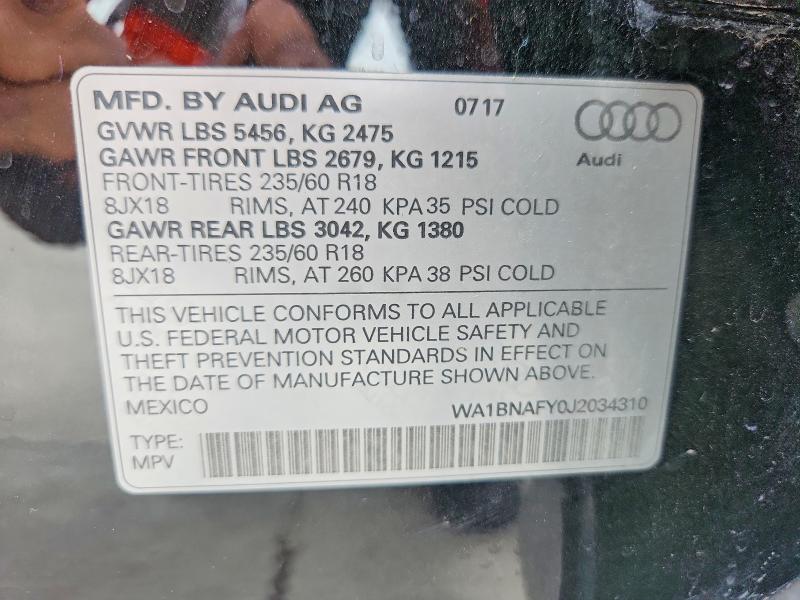 50048266 :رقم المزاد ، WA1BNAFY0J2034310 vin ، 2018 Audi Q5 مزاد بيع