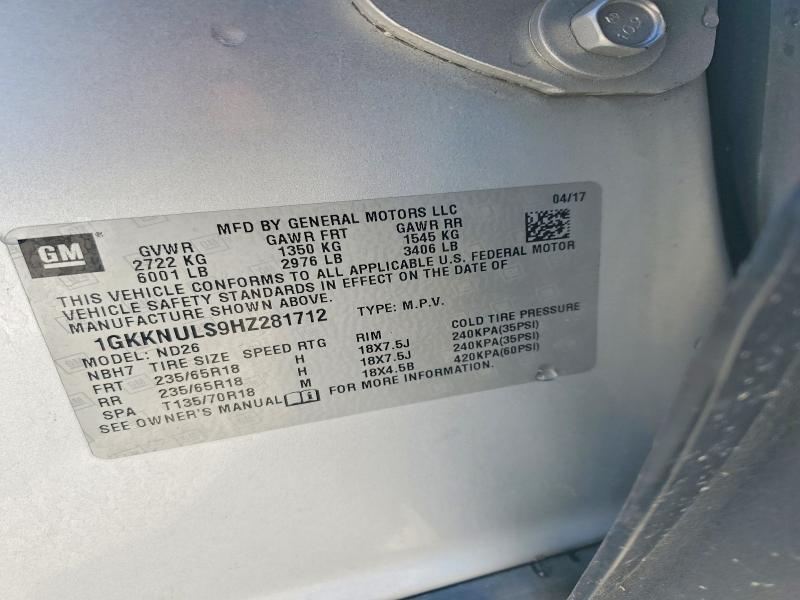 2017 Gmc Acadia მანქანა იყიდება აუქციონზე, vin: 1GKKNULS9HZ281712, აუქციონის ნომერი: 51541546