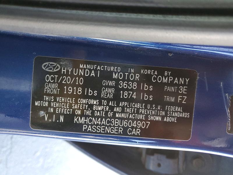 51197816 :رقم المزاد ، KMHCN4AC3BU604907 vin ، 2011 Hyun Accent 2d مزاد بيع