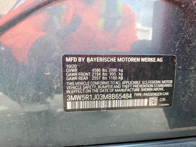Aukcja sprzedaży 2021 Bmw 330i, vin: 3MW5R1J03M8B65484, numer aukcji: 49499386
