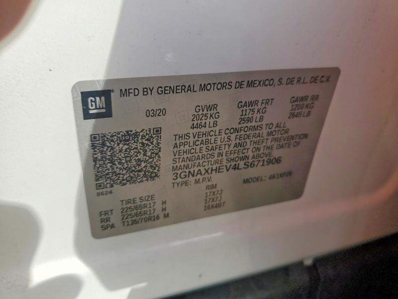 Продажа на аукционе авто 2020 Chevrolet Equinox, vin: 3GNAXHEV4LS671906, номер лота: 51719586