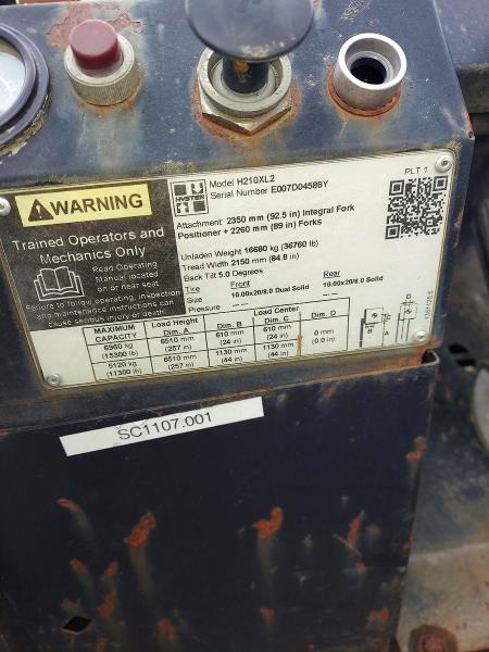 51882316 :رقم المزاد ، E007D04588Y vin ، 2001 Hyster H210xl مزاد بيع