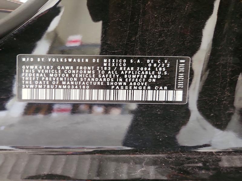 51498856 :رقم المزاد ، 3VW7M7BU7NM034160 vin ، 2022 Volkswagen Jetta مزاد بيع