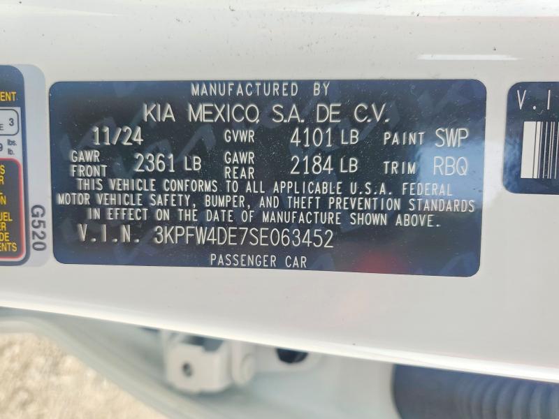 50063186 :رقم المزاد ، 3KPFW4DE7SE063452 vin ، 2025 Kia K4 مزاد بيع