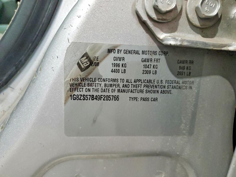 2009 Saturn Aura მანქანა იყიდება აუქციონზე, vin: 1G8ZS57B49F205766, აუქციონის ნომერი: 51252096