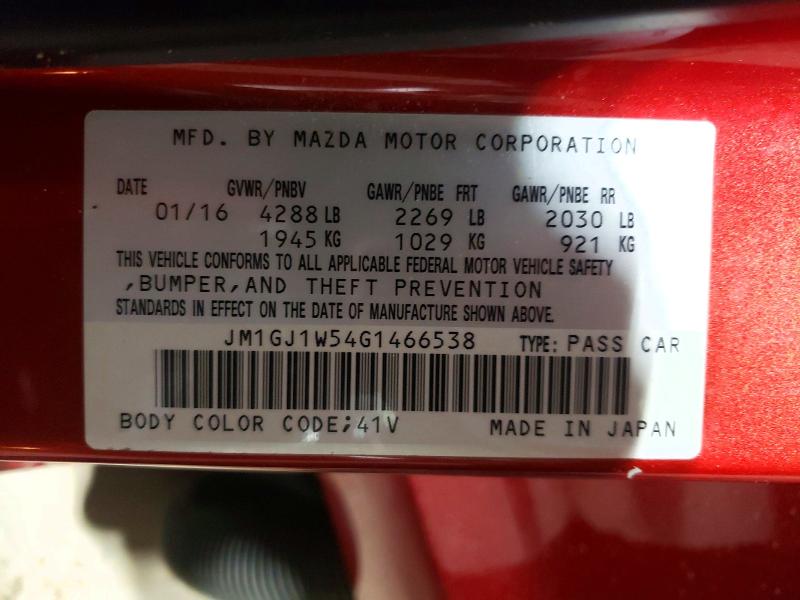 51406166 :رقم المزاد ، JM1GJ1W54G1466538 vin ، 2016 Mazda 6 مزاد بيع
