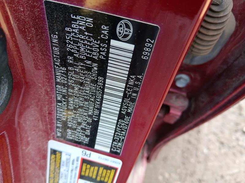 Продаж на аукціоні авто 2016 Toyota Camry, vin: 4T1BF1FK4GU575898, номер лоту: 49167466
