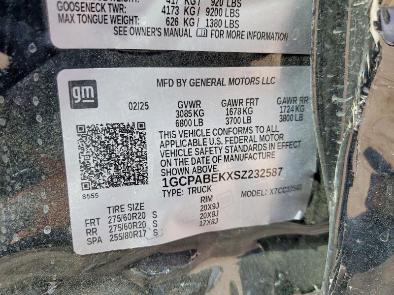 Продаж на аукціоні авто 2025 Chevrolet Silverado, vin: 1GCPABEKXSZ232587, номер лоту: 47202346
