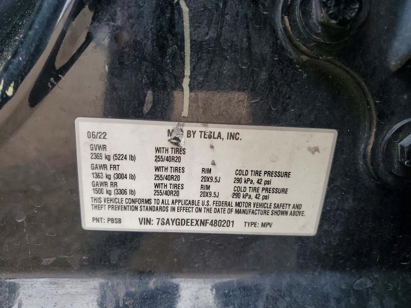 Продаж на аукціоні авто 2022 Tesla Model Y, vin: 7SAYGDEEXNF480201, номер лоту: 49836686