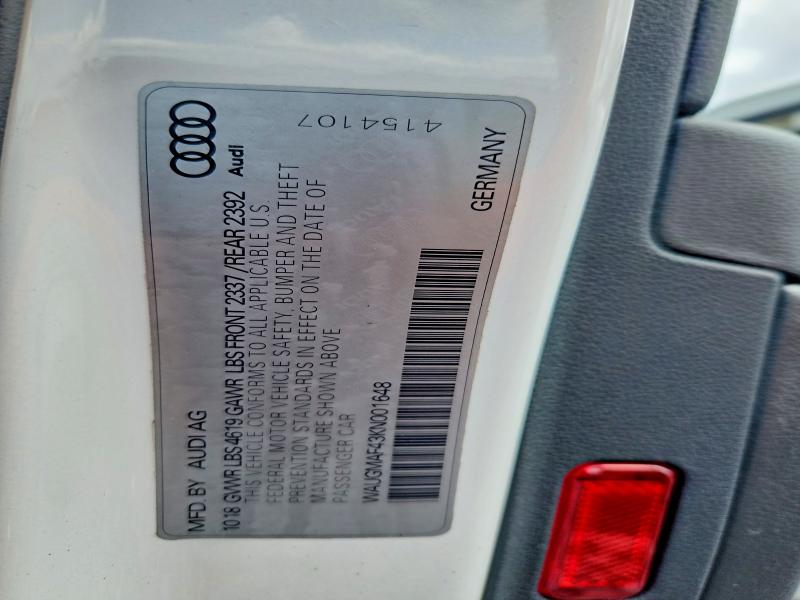 Продажа на аукционе авто 2019 Audi A4, vin: WAUGMAF43KN001648, номер лота: 51466856