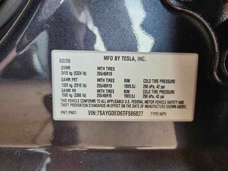 Aukcja sprzedaży 2026 Tesla Model Y, vin: 7SAYGDED6TF586827, numer aukcji: 49164536