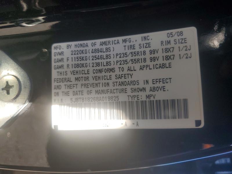 Aukcja sprzedaży 2008 Acura Rdx, vin: 5J8TB18268A019825, numer aukcji: 48780206