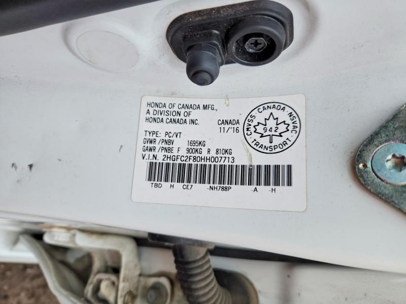 Продаж на аукціоні авто 2017 Honda Civic, vin: 2HGFC2F80HH007713, номер лоту: 50971656