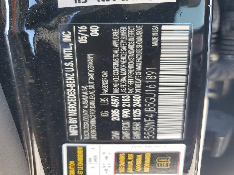 Aukcja sprzedaży 2016 Mercedes-benz C, vin: 55SWF4JB5GU161891, numer aukcji: 51596406