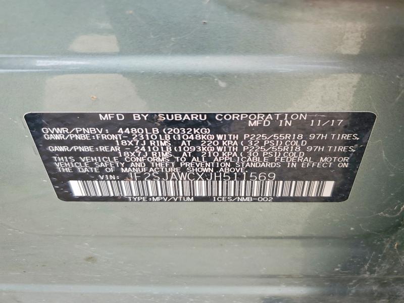 Aukcja sprzedaży 2018 Subaru Forester, vin: JF2SJAWCXJH511569, numer aukcji: 50476396